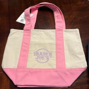 Trader Joe's Pink & Cream Canvas mini Tote